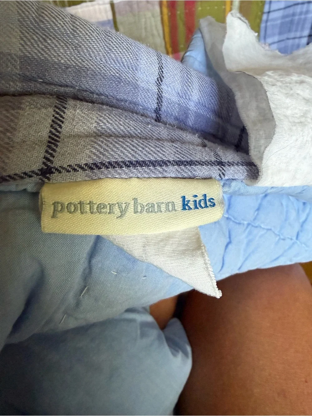 2 POTTERY BARN KIDS madras plaid quilts and shams twin